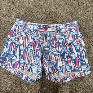 Lilly Pulitzer Callahan Shorts Red Right Return Sailboat Vibrant Summer Style 6